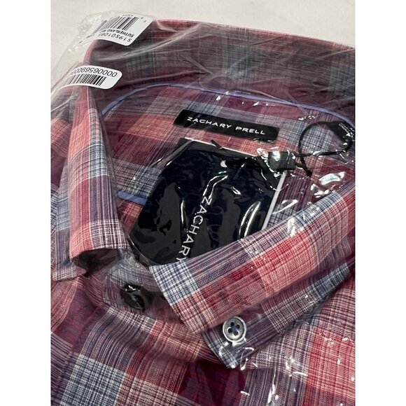NWT ZACHARY PRELL Size M Sutherland Red Regular Fit Plaid Shirt MSRP $158 - Picture 4 of 9